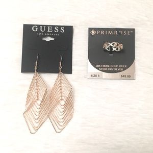 Guess Earrings and Primrose Rose Gold Ring